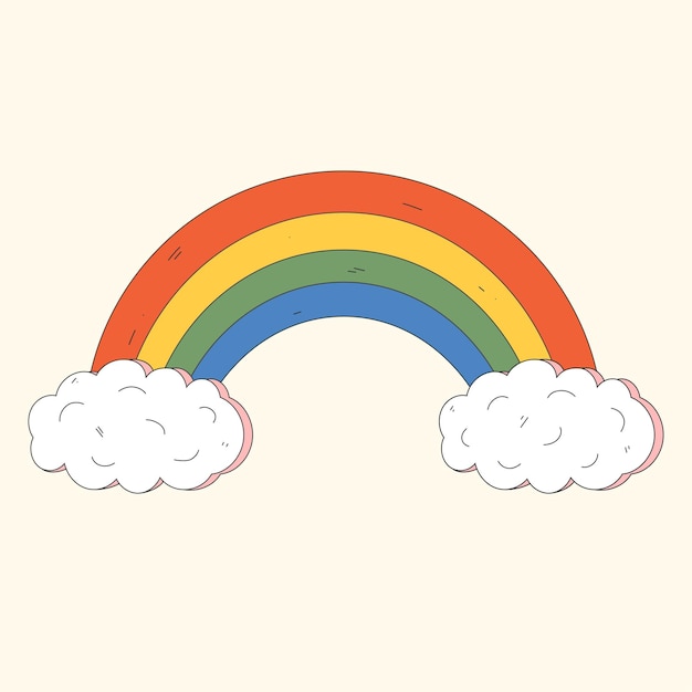 Lindo arcoiris con nubes. Ilustración de vector aislado. pegatina femenina
