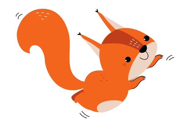 Lindo ardilla roja con cola arbustiva Ilustración vectorial de salto