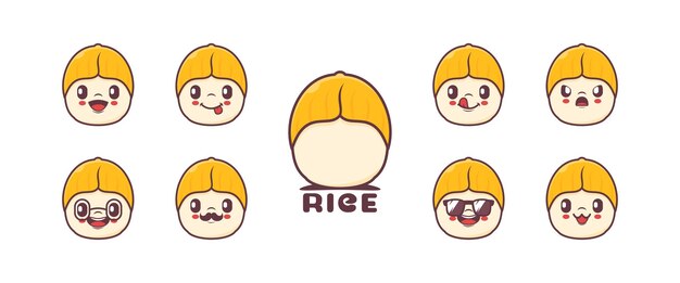 Lindo arroz dibujos animados planta semilla vector ilustración icono emoticonos dibujos animados
