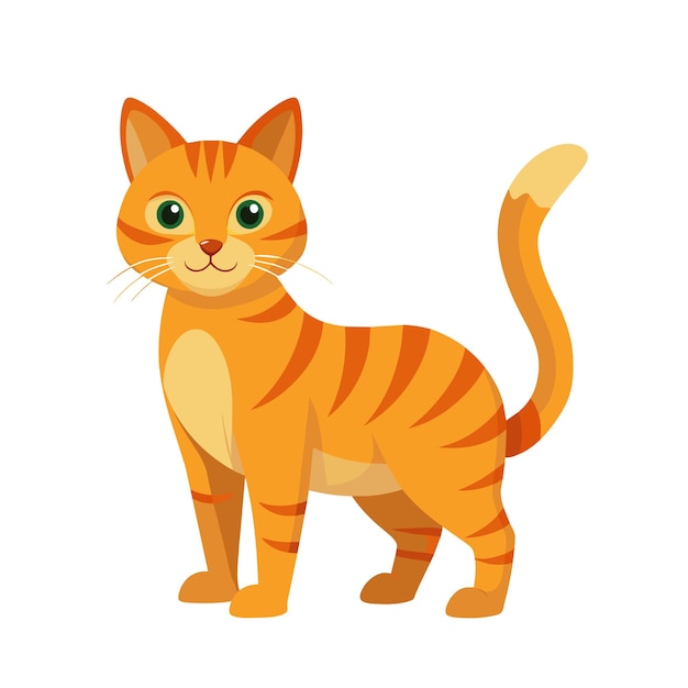 Vector un lindo arte de gato de jengibre dibujado sobre un fondo blanco