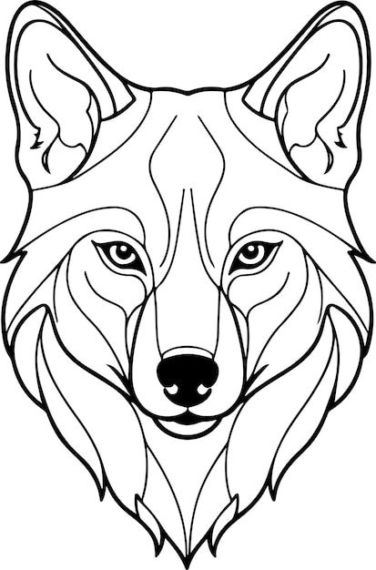 el lindo arte de la línea de lobo ilustración de arte vectorial