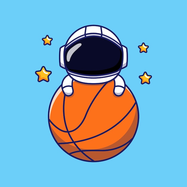 Lindo astronauta en baloncesto