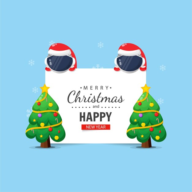 Lindo astronauta con deseos de Navidad y año nuevo.