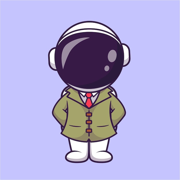 Vector el lindo astronauta detective de dibujos animados icono vectorial ilustración ciencia profesión icono aislado plano