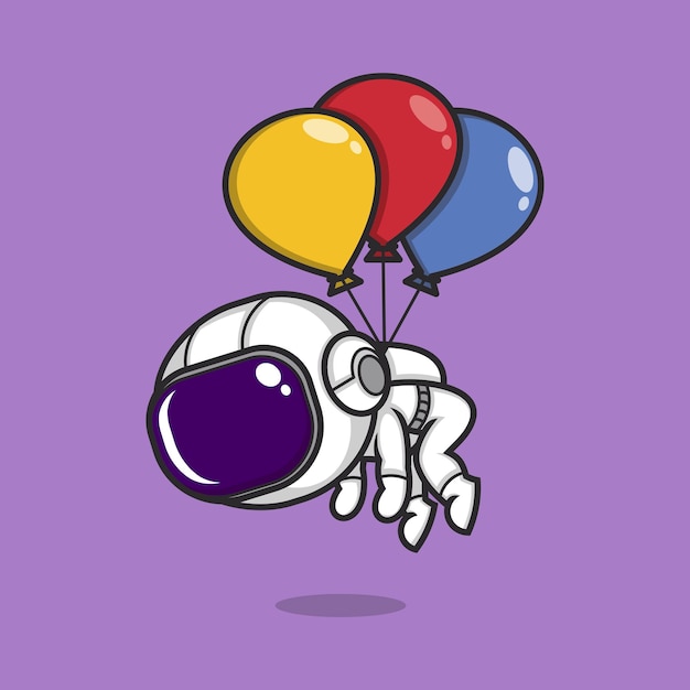 Lindo astronauta de dibujos animados con globo