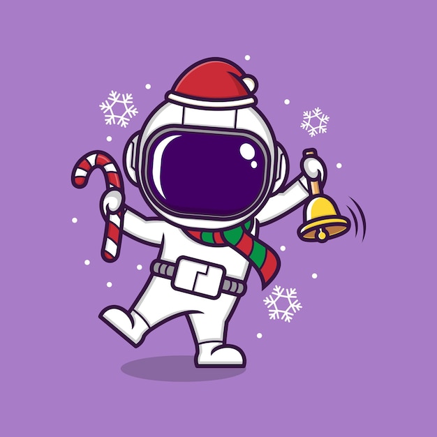 lindo astronauta de dibujos animados en navidad