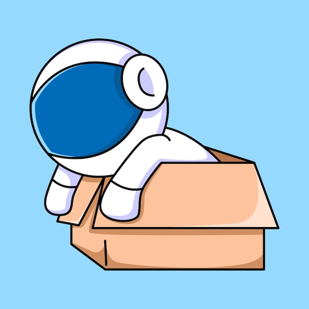 Lindo astronauta en diseño de dibujos animados de caja