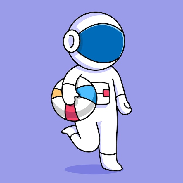lindo astronauta con diseño de dibujos animados de pelota de playa