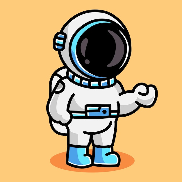 Lindo astronauta Doodle Ilustración de dibujos animados Icono espacial Concepto de vector premium aislado
