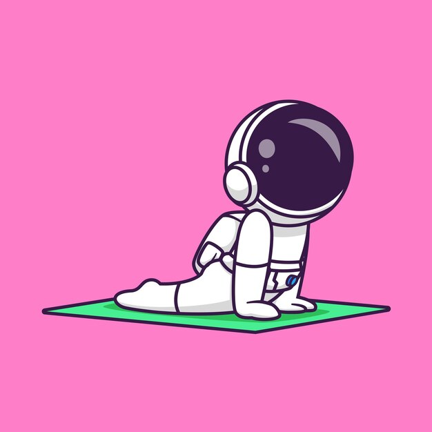 Lindo Astronauta Estiramiento Yoga Dibujos Animados Vector Icono Ilustración Ciencia Deporte Icono Concepto Aislado