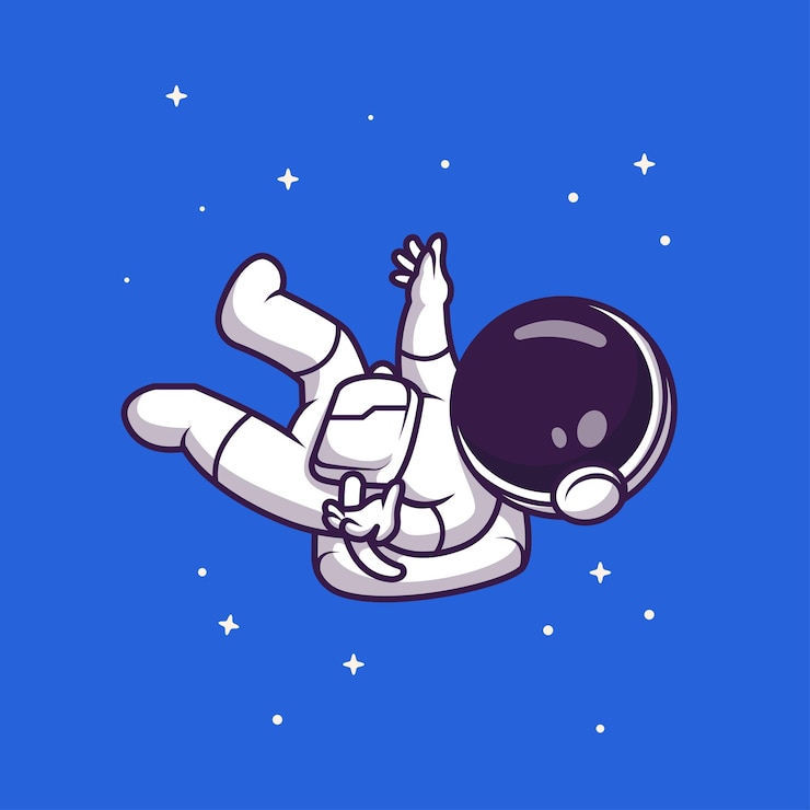 Vector lindo astronauta flotando en el espacio dibujos animados vector icono ilustración ciencia tecnología icono aislado
