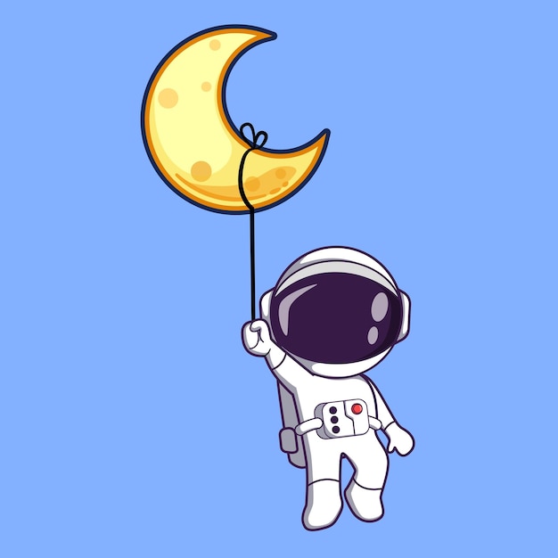 Vector lindo astronauta flotando con luna