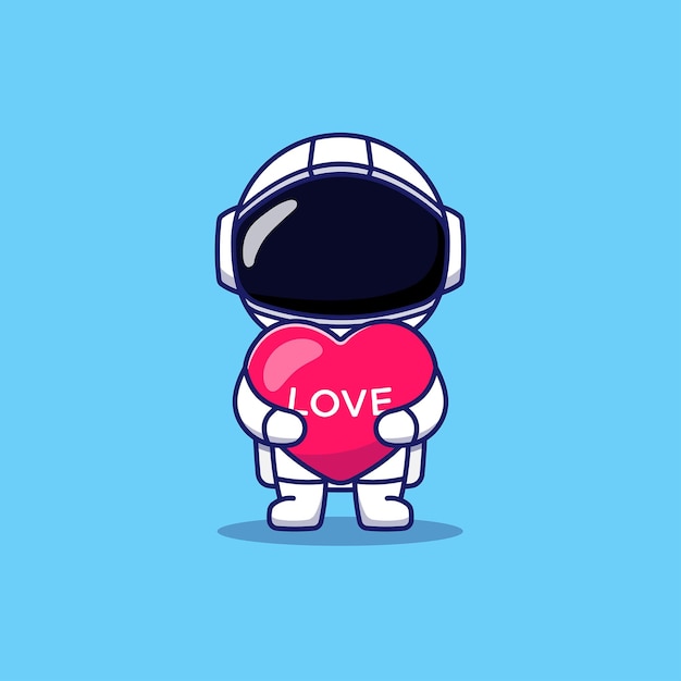 Lindo astronauta con globo de corazón de amor