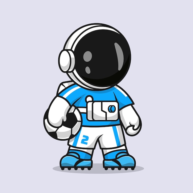 Lindo astronauta jugando fútbol dibujos animados Vector icono ilustración ciencia deporte icono concepto aislado