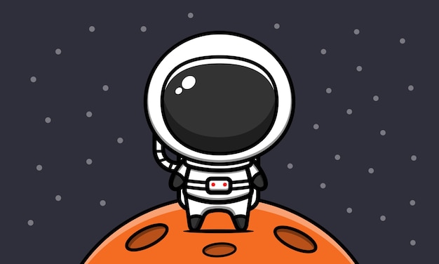 Lindo, astronauta, en, luna, caricatura, icono, ilustración