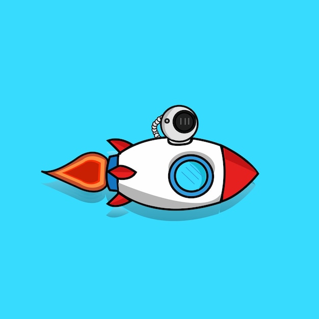 Lindo astronauta montando cohete Vector de dibujos animados Concepto Ciencia Gente aislada Vector Premium