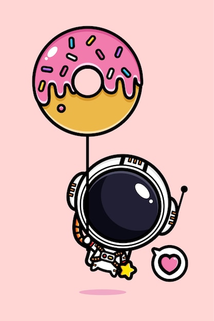 Vector lindo astronauta con postre rosa