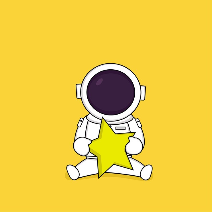lindo astronauta sentado esperando la estrella