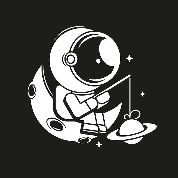 Lindo astronauta trabajando en la ilustración del icono del vector de dibujos animados de la computadora portátil. ciencia tecnología icono concepto aislado premium vector. caricatura plana