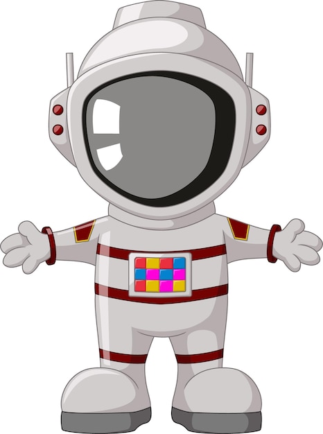 Vector lindo astronauta en un traje espacial sobre fondo blanco.