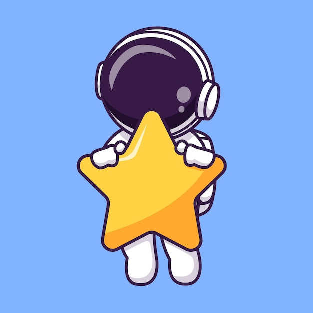 Lindo astronauta volando con estrella cartoon vector icono ilustración ciencia tecnología icono aislado