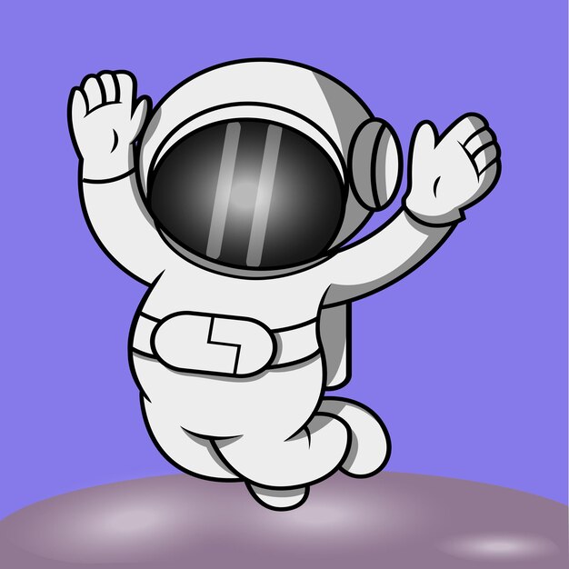 Un lindo astronauta vuela flotando libremente