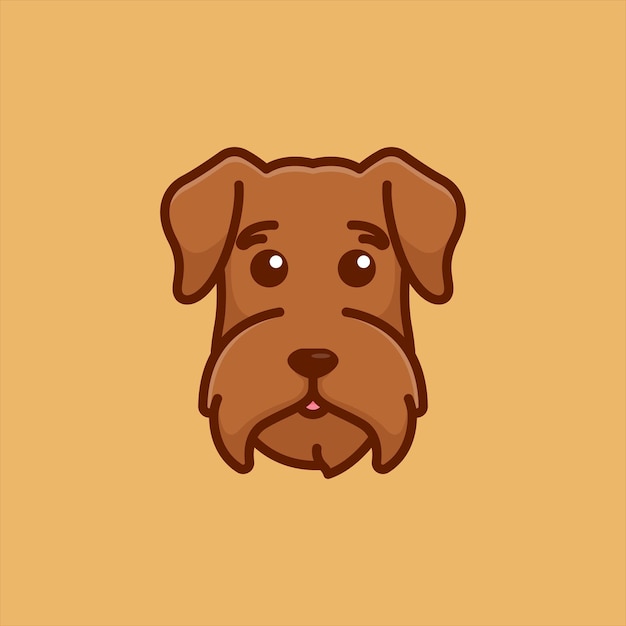 Lindo avatar airedale terrier cabeza simple dibujos animados vector ilustración perro razas concepto icono