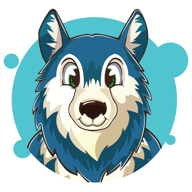 Vector lindo avatar de lobo azul