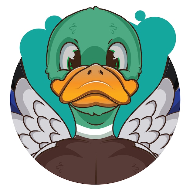 Vector lindo avatar de pato verde