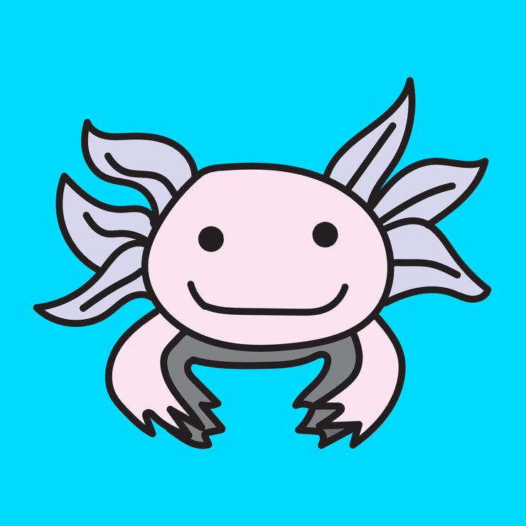 Vector un lindo axolotl con fondo azul