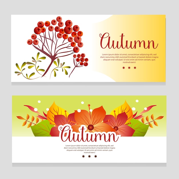 Lindo banner otoño tema con planta de otoño