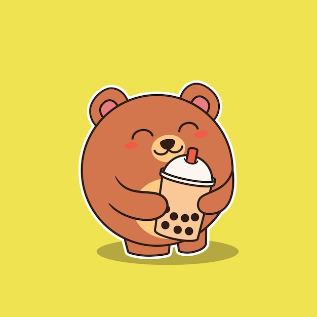 Lindo Beart abrazando té de burbujas ilustración vectorial