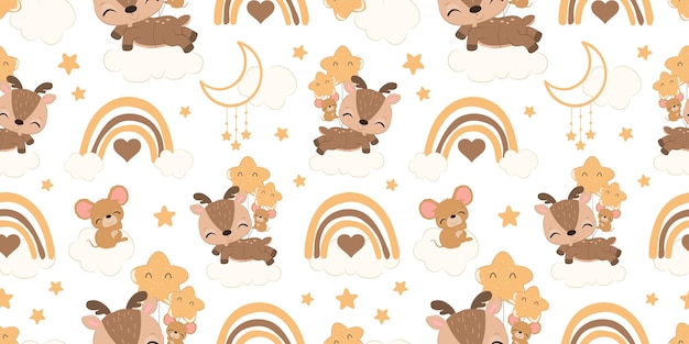 Lindo bebé animales de patrones sin fisuras
