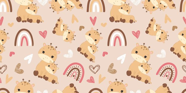 Lindo bebé animales de patrones sin fisuras