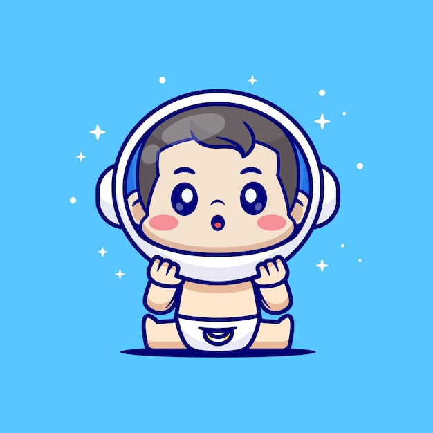 Lindo Bebé Astronauta Sentado En El Espacio Dibujos Animados Vector Icono Ilustración Ciencia Tecnología Aislada