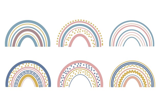 Lindo bebé boho arco iris en estilo escandinavo decoración encantadora aislado en blanco