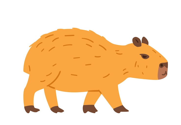 Vector el lindo bebé capibara caminando