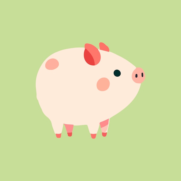 lindo bebé cerdo en un fondo aislado, icono vectorial