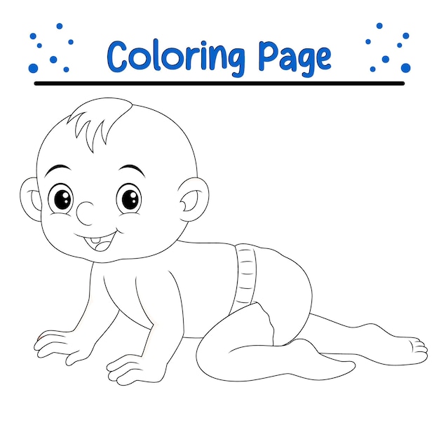Lindo bebé para colorear página para niños Vector