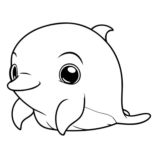 El lindo bebé delfín aislado sobre un fondo blanco Ilustración vectorial