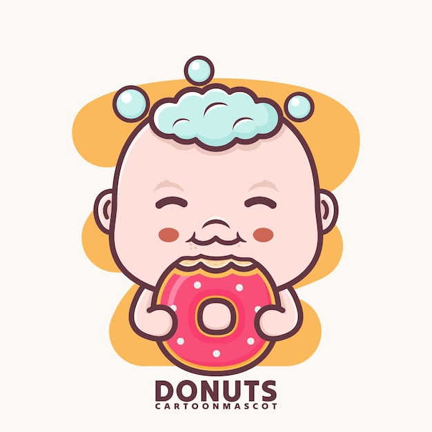 lindo bebé de dibujos animados con donas