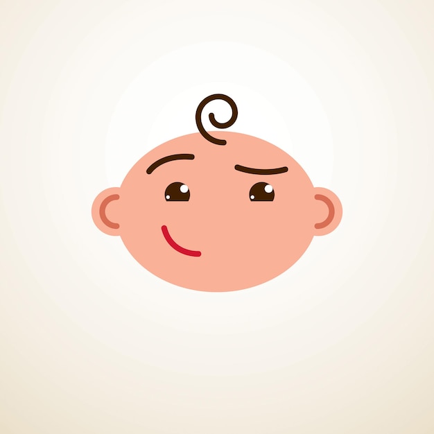 Lindo bebé dibujos animados vector icono plano, adorable niño feliz y sonriente emoji.