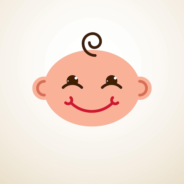 Vector lindo bebé dibujos animados vector icono plano, adorable niño feliz y sonriente emoji.