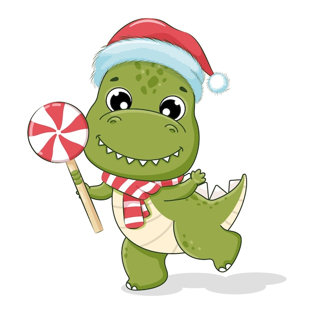 Lindo bebé dinosaurio o dragón para Feliz Navidad Año Nuevo 2023