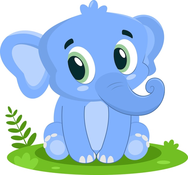 Lindo Bebé Elefante Animal Dibujos Animados Personaje Vector Ilustración Diseño Plano