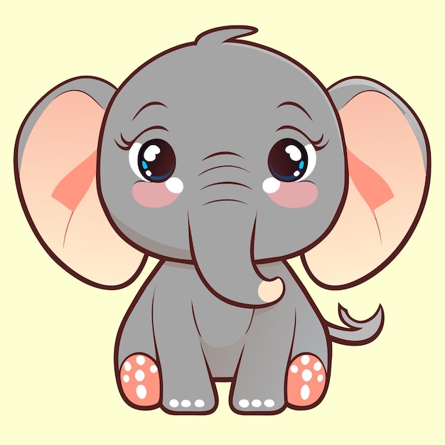 Vector lindo bebé elefante dibujado a mano dibujos animados pegatina icono concepto aislado ilustración