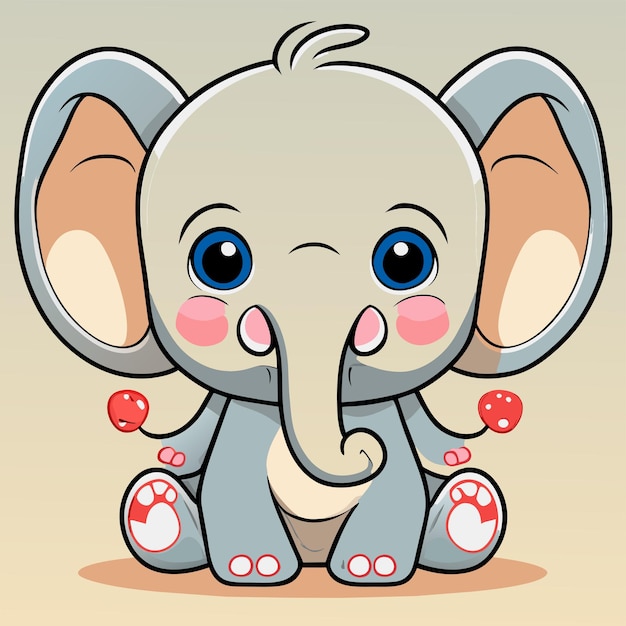 Vector lindo bebé elefante dibujado a mano dibujos animados pegatina icono concepto aislado ilustración