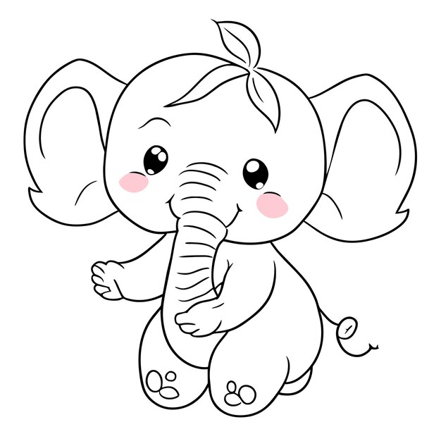 Vector lindo bebé elefante dibujado a mano dibujos animados pegatina icono concepto aislado ilustración