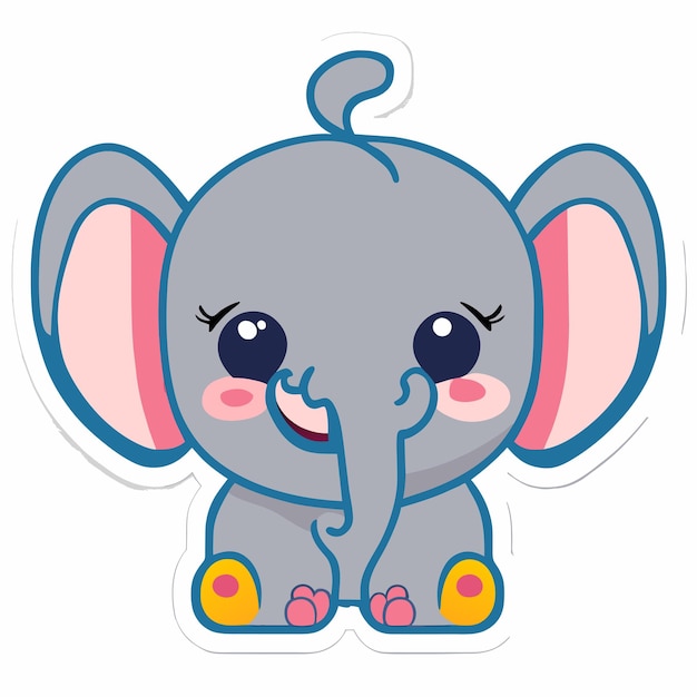 Vector lindo bebé elefante dibujado a mano dibujos animados pegatina icono concepto aislado ilustración