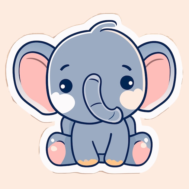 Lindo bebé elefante dibujado a mano dibujos animados pegatina icono concepto aislado ilustración